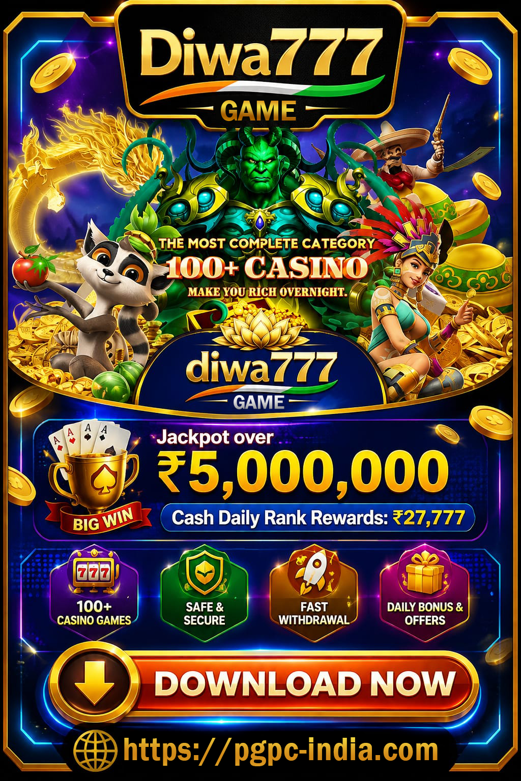 Diwa 777 Game mobile game banner for Android players in India