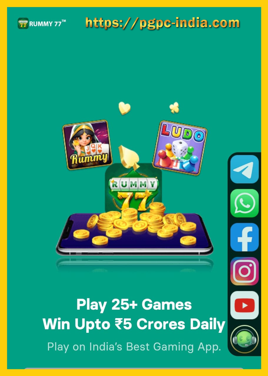 Rummy 77 mobile game banner for Android players in India